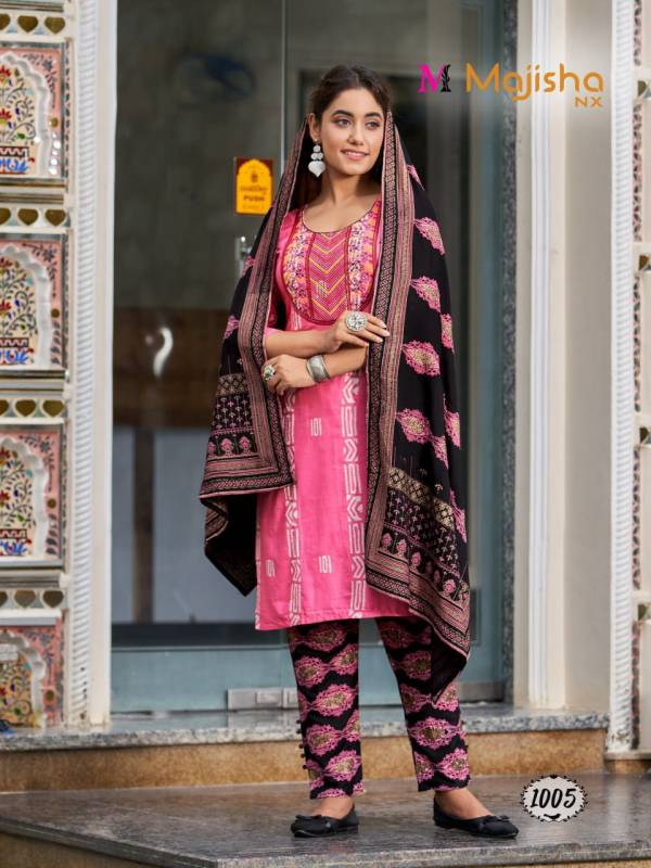 Majisha Nx Koodee 1 New Exclusive Wear Fancy Rayon  Kurti Pant With Dupatta Collection